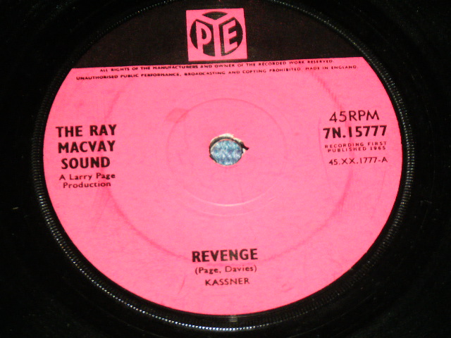 画像: The RAY MACVAY SOUND ( RAY DAVIS of THE KINKS ) -  REVENGE  ( Ex++/Ex++ )  / 1965 UK ENGLAND ORIGINAL  Used 7" Single 