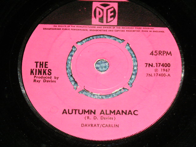 画像: THE KINKS -  AUTUMN ALMANAC ( Ex++/Ex++ )  / 1967 UK ENGLAND ORIGINAL  Used 7" Single 