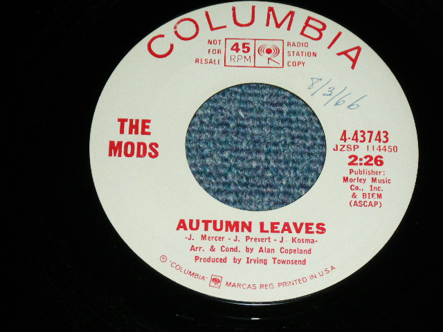 画像: THE MODS - AUTUMN LEAVES / 1966 US AMERICA ORIGINAL White Label PROMO 7"45 