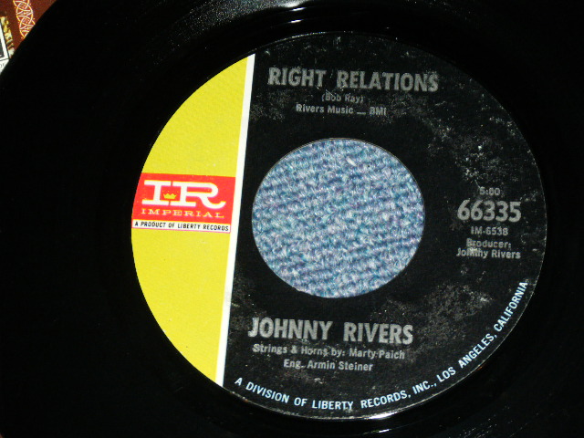 画像: JOHNNY RIVERS - RIGHT RELATION  ( Ex++/MINT- )  / 1968  US AMERICA  ORIGINAL Used 7" Single  With PICTURE SLEEVE 