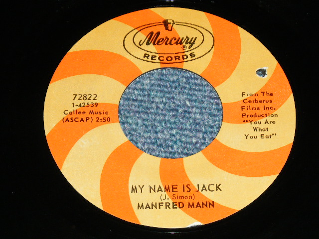 画像: MANFRED MANN - MY NAME IS JACK ( Ex++/Ex+++ ) / 1968 US AMERICA ORIGINAL Used 7"Single  With PICTURE SLEEVE 