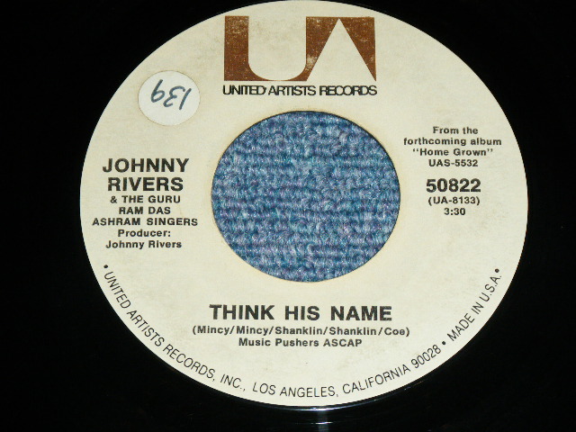 画像1: JOHNNY RIVERS -  THINK HIS NAME  (  -/ Ex+++,Ex+++)  / 1971  US AMERICA  ORIGINAL Used 7" Single 