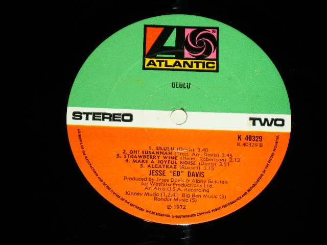 画像: JESSE DAVIS  - ULULU ( Ex++,Ex+++/MINT-,A-3 : Ex++ )  / 1972 UK ENGLAND  ORIGINAL Used LP 