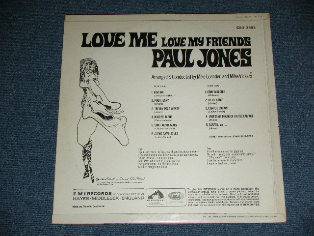 画像: PAUL JONES of MANFRED MANN - LOVE ME LOVE MY FRIEND ( Ex+++/Ex+++ Looks: MINT- )  / 1967 UK ENGLAND ORIGINAL "RED H.M.V. Label" MONO Used LP 