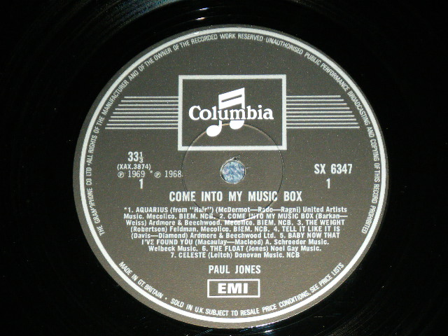 画像: PAUL JONES of MANFRED MANN - COME INTO MY MUSIC BOX ( Ex/Ex+ Looks:Ex+++ )  / 1969 UK ENGLAND ORIGINAL "One EMI Label" STEREO Used LP 