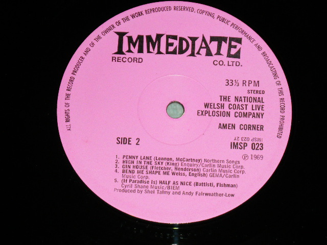 画像: AMEN CORNER -  THE NATIONAL WELSH COAST LIVE EXPLOSION COMPANY (Ex++/Ex+++,Looks: MINT-)  / 1969 UK ENGLAND ORIGINAL "PINK Label" Used LP 