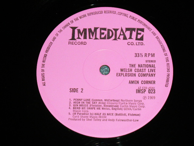 画像: AMEN CORNER -  THE NATIONAL WELSH COAST LIVE EXPLOSION COMPANY ( VG.Ex/Ex++,Looks:Ex+++ )  / 1969 UK ENGLAND ORIGINAL "PINK Label" Used LP 