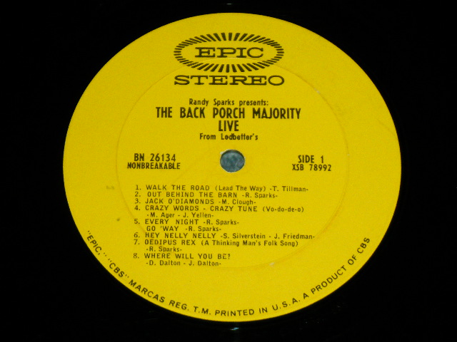 画像: The BACK PORCH MAJORITY - LIVE FROM LEDBETTER'S  ( VG+++./Ex++ )   /  196 US AMERICA ORIGINAL  STEREO  Used  LP