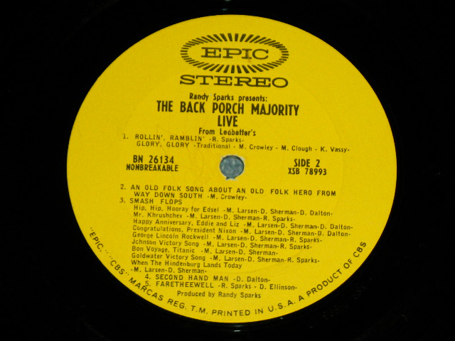 画像: The BACK PORCH MAJORITY - LIVE FROM LEDBETTER'S  ( VG+++./Ex++ )   /  196 US AMERICA ORIGINAL  STEREO  Used  LP