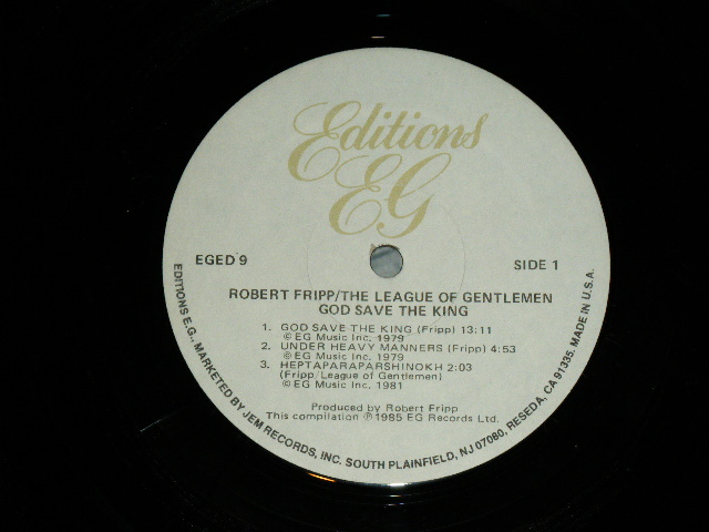 画像: ROBERT FRIPP - THE LEAGUE OF GENTLEMEN GOD SAVE THE KING   / 1985 CANADA CANADIAN ONLY RARE JACKET Used LP  