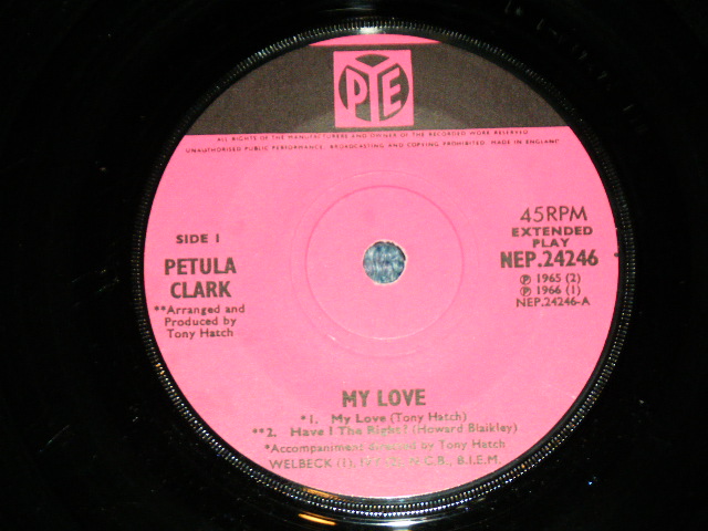 画像: PETULA CLARK -  MY LOVE ( Ex+/Ex+++ )  / 1965 UK ENGLAND ORIGINAL Used  7"EP With PICTURE SLEEVE