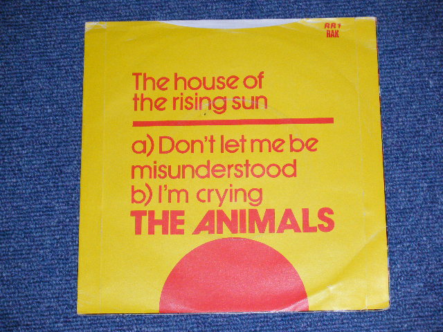 画像: The ANIMALS - THE HOUSE OF THE RISING SUN : DON'T LET ME BE MISUNDERSTOOD : I'M CRYING / 1970's UK ENGLAND  Reissue  Used 7"Single with PICTURE SLEEVE 