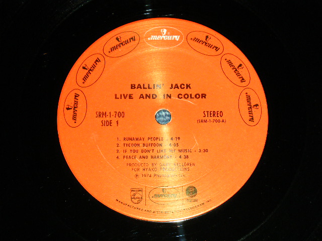 画像: BALLIN' JACK- LIVE AND IN COLOR  / 1974 US AMERICA  ORIGINAL Used LP