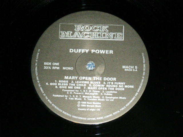 画像: DUFFY POWER ( JACK BRUCE+JOHN McLAUGHLIN+DANNY THOMPSON +...) - MARY OPEN THE DOOR ( Early BRITISH R&B ROCK )   / 1986 UK ENGLAND  Used LP