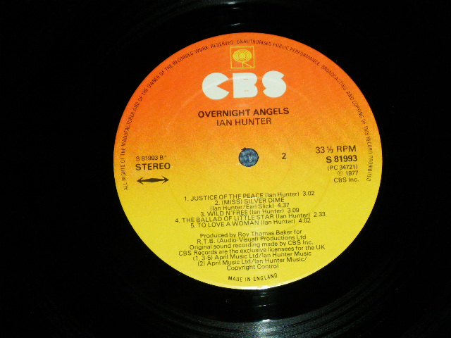 画像: IAN HUNTER of MOTT THE HOOPLE  - OVERNIGHT ANGELS ( Ex+/MINT- )  / 1977 UK ENGLAND ORIGINAL Used LP  