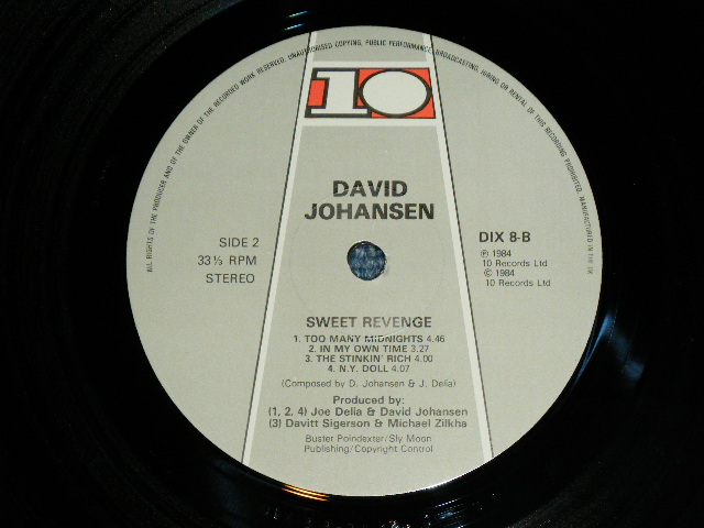 画像: DAVID JOHANSEN of NEW YORK DOLLS  - SWEET REVENGE ( Ex++/MINT- )   /  1984 UK ENGLAND ORIGINAL  Used LP 