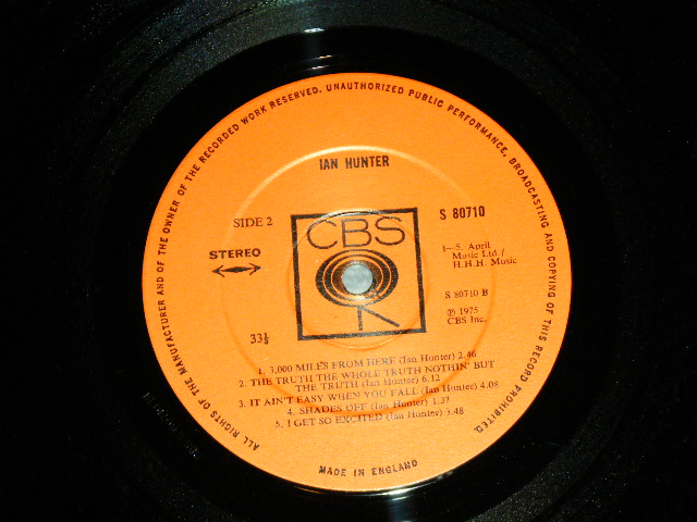 画像: IAN HUNTER of MOTT THE HOOPLE  - IAN HUNTER ( With AUTO GRAPHED SIGNED 直筆サイン入り。証明書付 : Ex+++/MINT- ) / 1975 UK ENGLAND ORIGINAL  Used LP