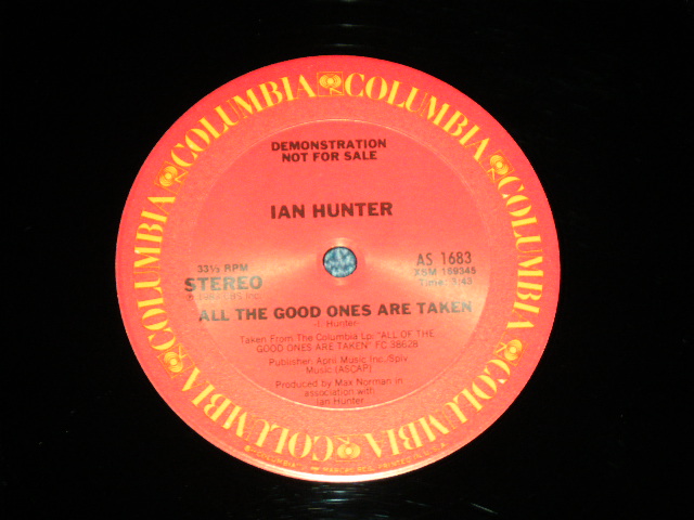 画像: IAN HUNTER of MOTT THE HOOPLE  - ALL THE GOOD ONES ARE TAKEN (PROMO ONLY 12" ) / 1983 US AMERICA ORIGINAL 'PROMO ONLY' Used 12"  