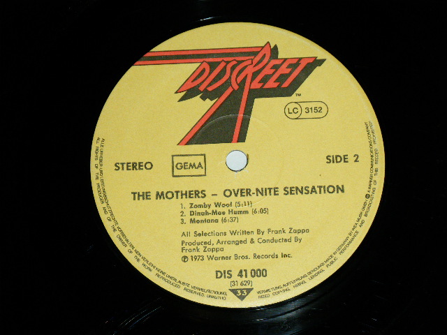 画像: FRANK ZAPPA / THE MOTHERS OF INVENTION -  OVER-NITE SENSATION  ( Ex/+/Ex+++ ) / 1973  WEST-GERMANY GERMAN ORIGINAL Used  LP 