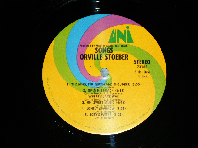 画像: ORVILLE STOEBER - SONGS  ( Ex/Ex+++ )  / 1971 US AMERICA ORIGINAL Used LP