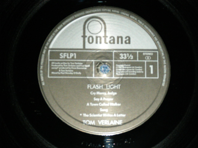 画像: TOM VERLAINE of TELEVISION - FLASH LIGHT ( MINT-/MINT )  / 1987  UK ENGLAND  ORIGINAL Used LP 