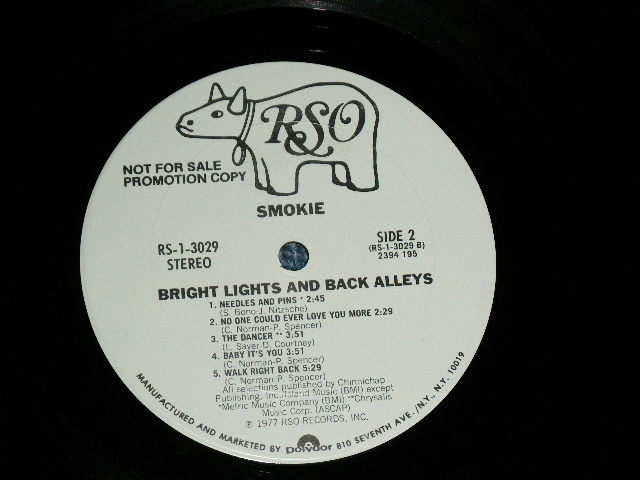 画像: SMOKIE - BRIGHT LIGHTS & BACK ALLEYS  ( Ex++/Ex+++ )  / 1977 US AMERICA ORIGINAL 'WHITE LABEL PROMO'   Used LP 