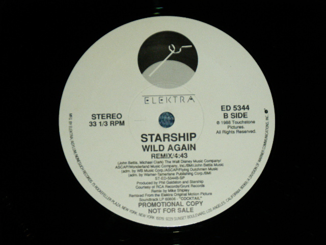 画像: STARSHIP ( JEFFERSON AIRPLANE STARSHIP ) - WILD AGAIN  / 1988 US AMERICA ORIGINAL "PROMO ONLY" Used 12"