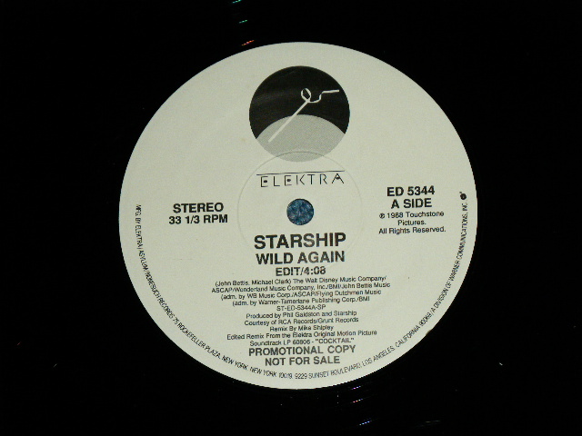 画像: STARSHIP ( JEFFERSON AIRPLANE STARSHIP ) - WILD AGAIN  / 1988 US AMERICA ORIGINAL "PROMO ONLY" Used 12"