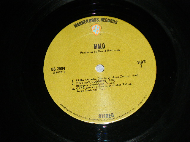 画像: MALO ( Latin Rock,with SANTANA's BROTHERS ) - MSLO  ( Ex/Ex++ )  / 1972  US AMERICA  ORIGINAL "GREEN label with"WB" Logo on Top Label"  Used LP 