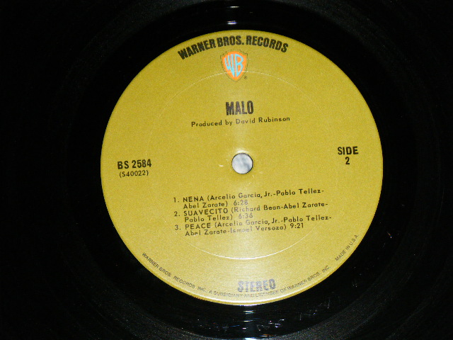 画像: MALO ( Latin Rock,with SANTANA's BROTHERS ) - MSLO  ( Ex/Ex++ )  / 1972  US AMERICA  ORIGINAL "GREEN label with"WB" Logo on Top Label"  Used LP 