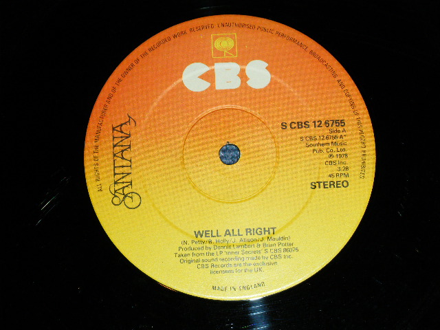 画像: SANTANA -  WELL ALL RIGHT  ( Cover Song of BUDDY HOLLY  : Ex++/MINT- )  / 1978 UK ENGLAND ORIGINAL  Used 12" Single