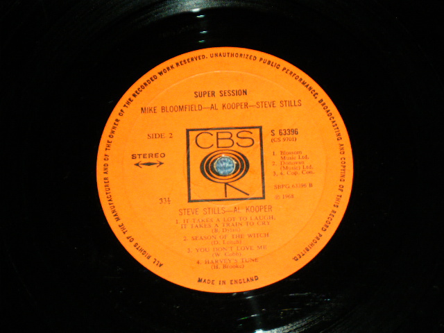 画像: MIKE BLOOMFIELD + AL KOOPER + STEVE STILLS - SUPER SESSION (Matrix # A:A1 /B:B1 : Ex++/Ex++ Looks:Ex+) / 1968 UK ENGLAND  ORIGINAL  Used LP 