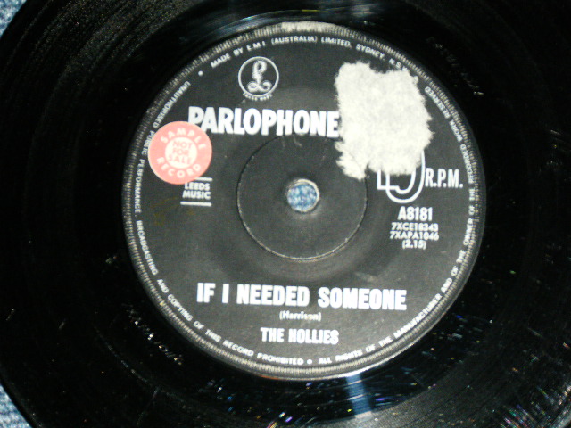 画像1: THE HOLLIES - IF I NEEDED SOMEONE : I'VE GOT A WAY ON MY OWN (Ex+/Ex+ ) / 1965 AUSTRALIA  ORIGINAL "With PROMO SEAL on LABEL" Used 7" Single