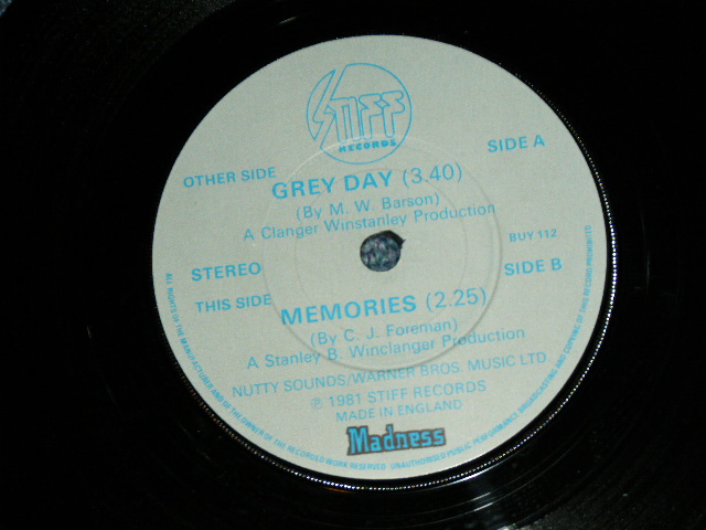 画像: MADNESS - GREY DAY : MEMORIES    ( Ex++/Ex+++)  / 1981 UK  ENGLAND ORIGINAL  Used  7"Single  with PICTURE SLEEVE 