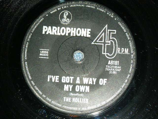 画像: THE HOLLIES - IF I NEEDED SOMEONE : I'VE GOT A WAY ON MY OWN (Ex+/Ex+ ) / 1965 AUSTRALIA  ORIGINAL "With PROMO SEAL on LABEL" Used 7" Single