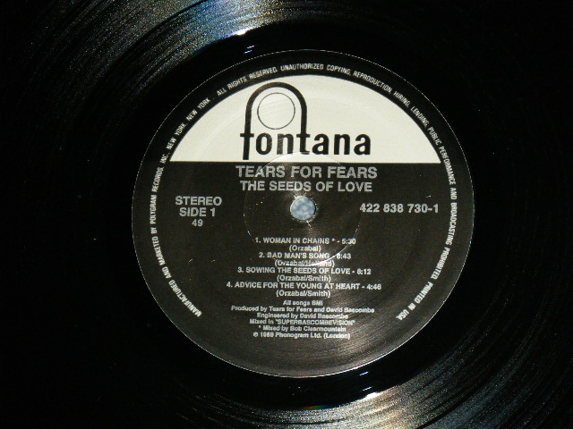 画像: TEARS FOR FEARS - THE SEEDS OF LOVE   ( Ex+++/MINT- ) / 1989 US AMERICA ORIGINAL Used LP 