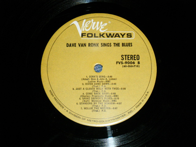 画像: DAVE VAN RONK - SINGS THE BLUES   ( Ex+/Ex++) / 196 US AMERICA ORIGINAL  STEREO Used LP 