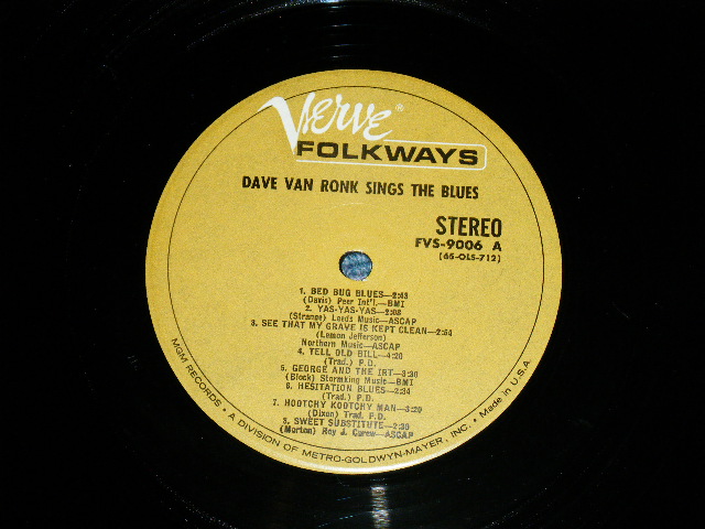 画像: DAVE VAN RONK - SINGS THE BLUES   ( Ex+/Ex++) / 196 US AMERICA ORIGINAL  STEREO Used LP 