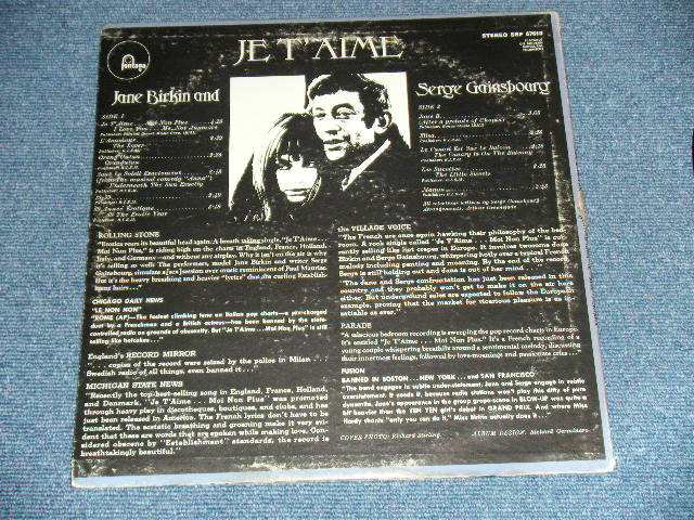 画像: JANE BIRKIN and SERGE GAINSBOURG - JE T'AIME (VG+/Ex+++ Looks: Ex++ ) / 1969 US AMERICA ORIGINAL Used LP 