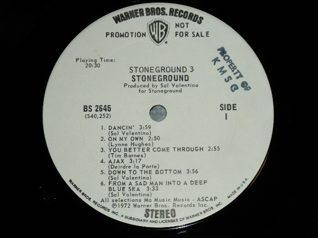 画像: STONEGROUND ( With FEMALE Singer ) - STONEGROUND 3 ( HIPPY ROCK : Ex+/Ex+++ Looks: Ex++ ) / 1972 US AMERICA ORIGINAL "WHITE LABEL PROMO" Used  LP