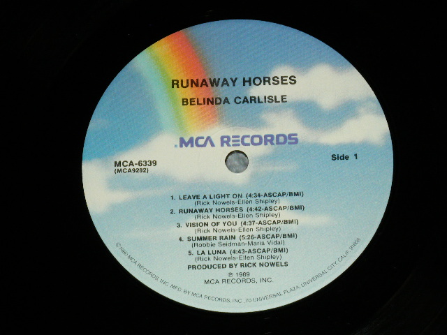 画像: BELINDA CARLISLE of GO-GO'S - RUNAWAY HORSES ( Ex+++/MINT- ) / 1989 US AMERICA ORIGINAL Used  LP