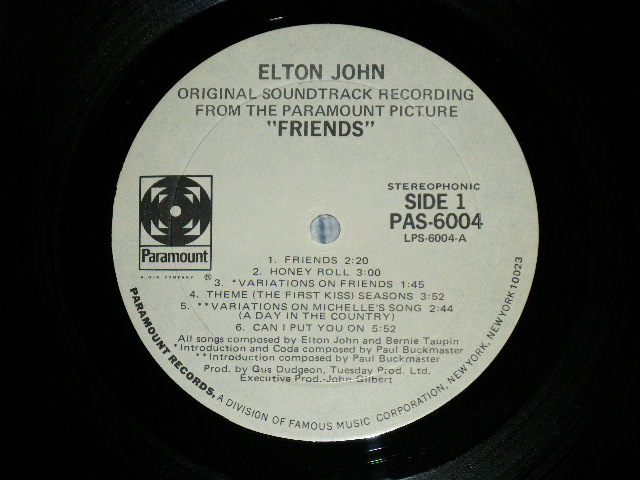 画像: ELTON JOHN ost - FRIENDS  ( MINT/MINT  ) /  1971 US AMERICA ORIGINAL Used  LP 