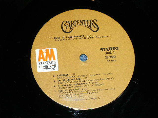 画像: CARPENTERS - CARPENTERS  ( Matrix No. SP-3503-T3 / SP-3502-T1 : Ex++/Ex++ Looks: Ex+ ) /  1971 US AMERICA ORIGINAL "BROWN LABEL"  Used  LP 