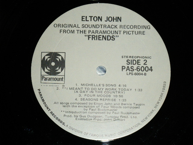 画像: ELTON JOHN ost - FRIENDS  ( MINT/MINT  ) /  1971 US AMERICA ORIGINAL Used  LP 
