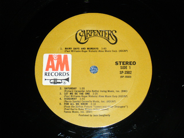 画像: CARPENTERS - CARPENTERS  ( Matrix No. SP-3503-M5 REPL/ SP-3502-M5 REPL  Ex++/Ex+++ ) /  1971 US AMERICA ORIGINAL "BROWN LABEL"  Used  LP 