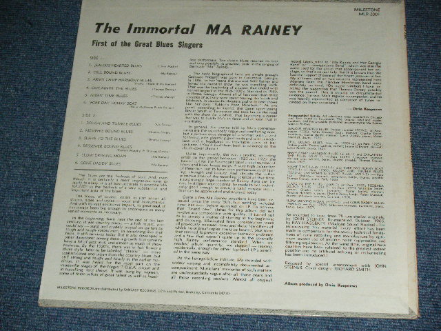 画像: MA RAINEY - THE IMMORTAL MA RAINEY / 1967 US AMERICA ORIGINAL Used LP