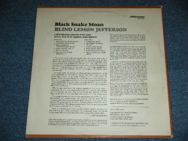 画像: BLIND LEMON JEFFERSON - BLACK SMAKE MOAN / 1970 US OIGINAL Used LP  