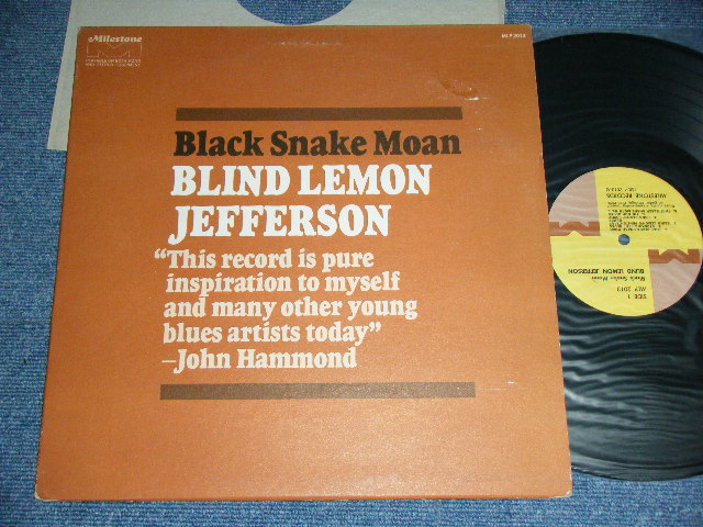 画像1: BLIND LEMON JEFFERSON - BLACK SMAKE MOAN / 1970 US OIGINAL Used LP  