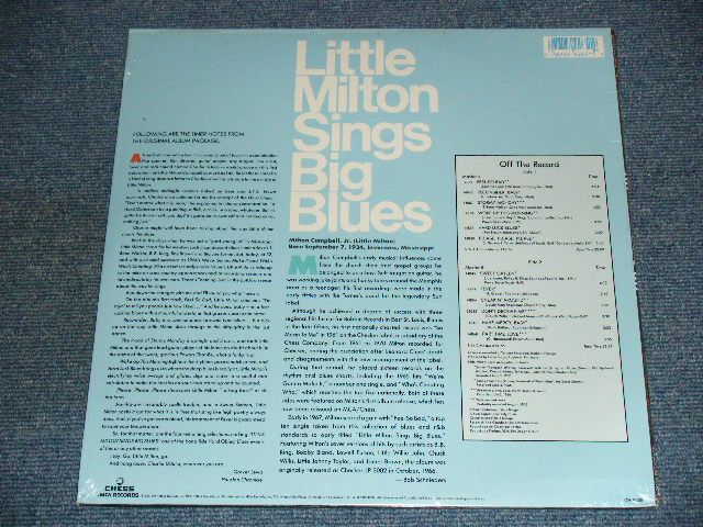 画像: LITTLE MILTON - SINGS BIG BLUES  (SEALED) / 1987 US AMERICA REISSUE "BRAND NEW SEALED" LP