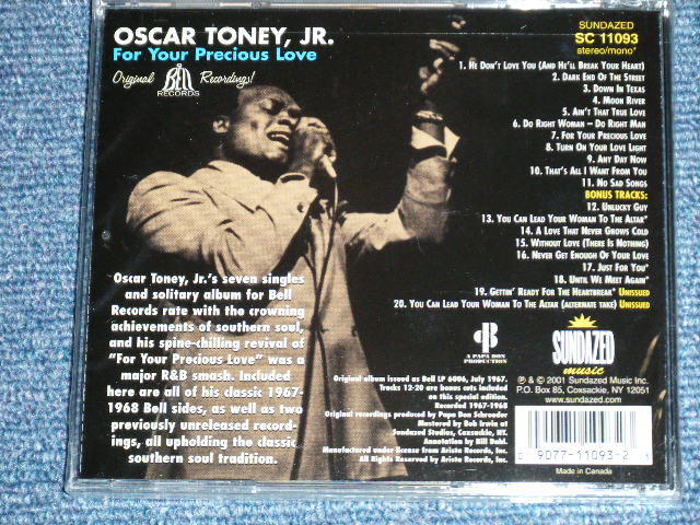 画像: OSCAR TONEY, JR. - FOR YOUR PRECIOUS LOVE / 2001 US AMERICA ORIGINAL "BRAND NEW SEALED CD  